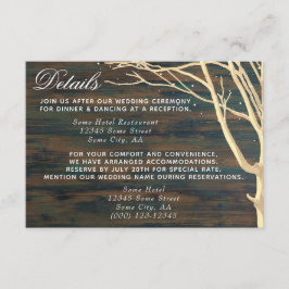 Tarjeta De Recepción Rustic Dark Wood Tree Call Winter Wedding