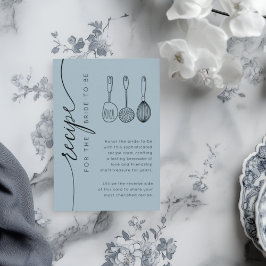 Tarjeta De Recepción Rustic Dusty Blue Bridal Shower Recipe