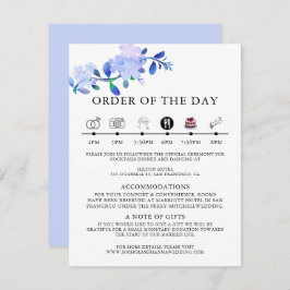 Tarjeta De Recepción rustic dusty blue watercolor-style flower & leaves