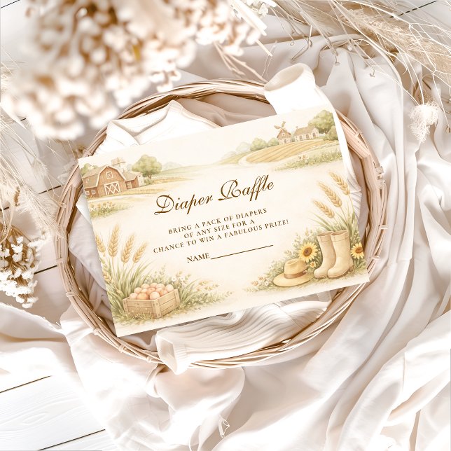 Tarjeta De Recepción Rustic Farm Meadow Baby Shower Diapper Raffle (Subido por el creador)