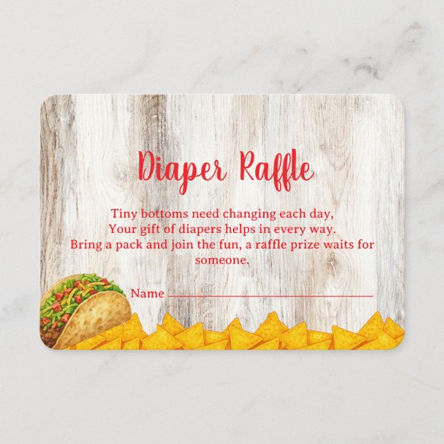 Tarjeta De Recepción Rustic Fiesta Diaper Raffle Insert Card | Tacos (Anverso)