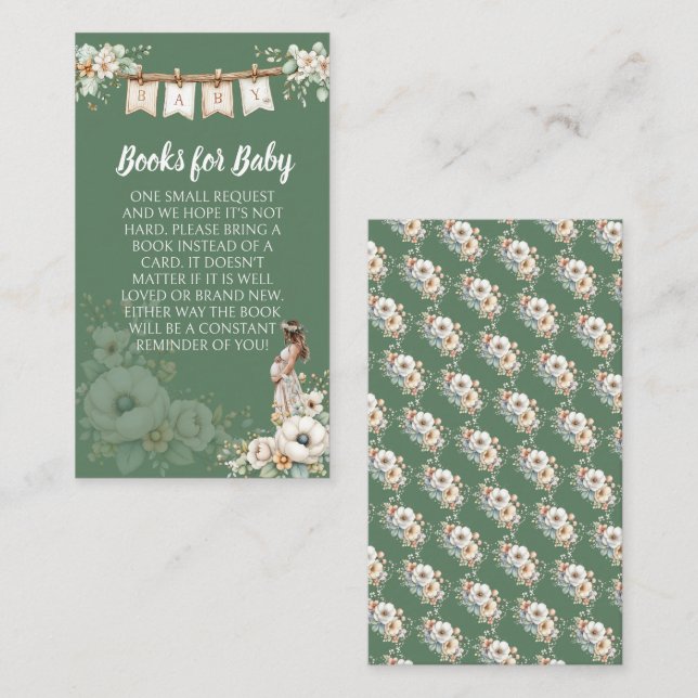 Tarjeta De Recepción Rustic Floral Baby Shower Books for Baby (Anverso / Reverso)