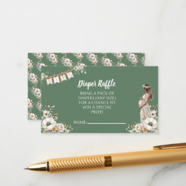 Tarjeta De Recepción Rustic Floral Baby Shower Diaper Raffle  