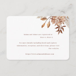 Tarjeta De Recepción Rustic Floral Wedding Enclosure Card – Earthy Eleg