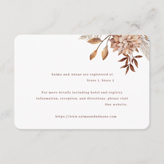 Tarjeta De Recepción Rustic Floral Wedding Enclosure Card – Earthy Eleg (Anverso)