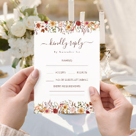 Tarjeta De Recepción Rustic Flower Bloom Bohemian Wedding RSVP Cards