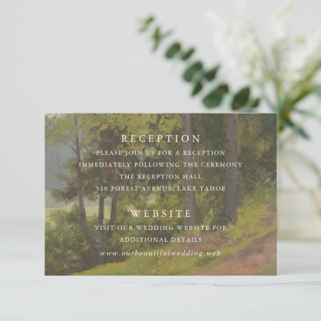 Tarjeta De Recepción Rustic Forest Elegant Wedding (Anverso de pie)