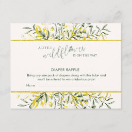 Tarjeta De Recepción Rustic Golden Frame Baby Shower Diaper Raffle