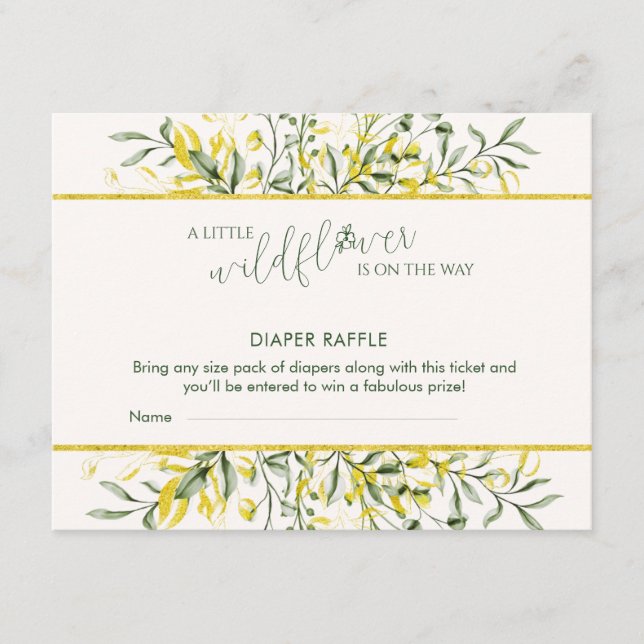 Tarjeta De Recepción Rustic Golden Frame Baby Shower Diaper Raffle (Anverso)