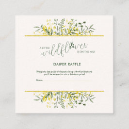 Tarjeta De Recepción Rustic Golden Frame Wildflower Diaper Raffle
