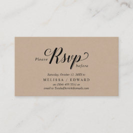 Tarjeta De Recepción Rustic Kraft, Black Script, RSVP responden