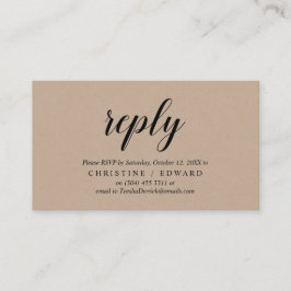 Tarjeta De Recepción Rustic Kraft, Black Script, RSVP responden