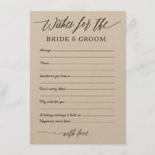 Tarjeta De Recepción Rustic Kraft quiere consejo para la novia y el nov