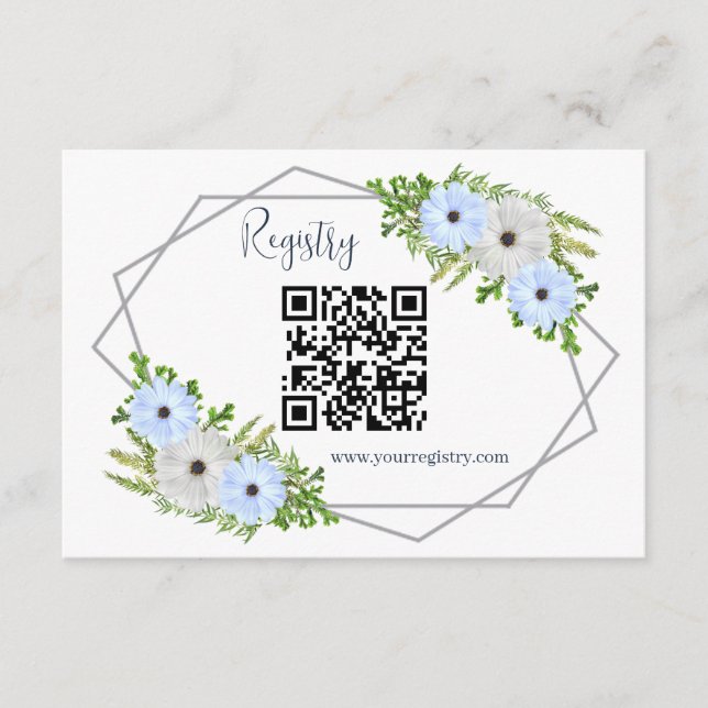 Tarjeta De Recepción Rustic Light Blue and White Floral Quinceañera  (Anverso)
