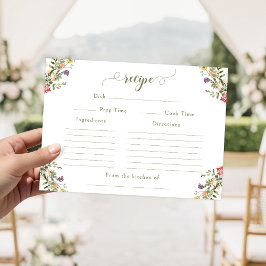 Tarjeta De Recepción Rustic Meadow Wildflower Bridal Shower Recipe Card