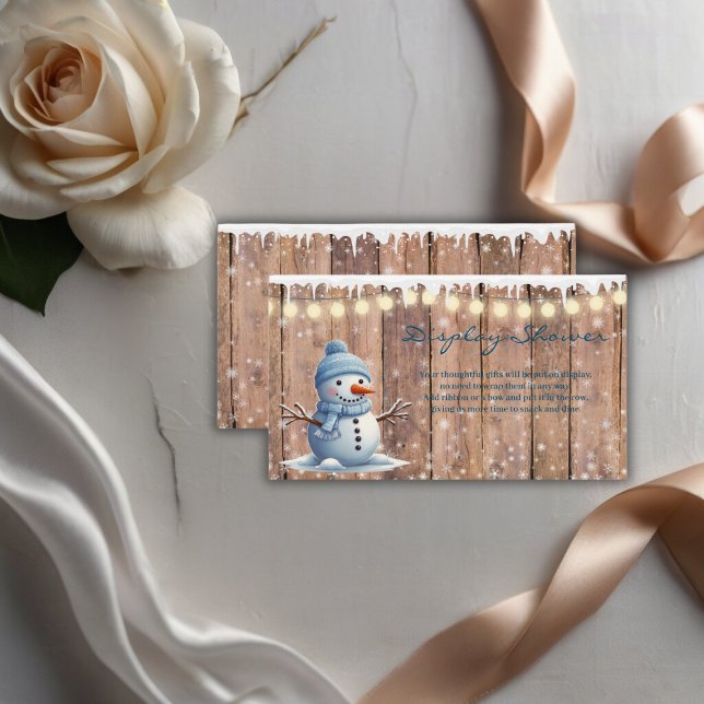 Tarjeta De Recepción Rustic Modern Elegant Blue Snowman Baby Shower (Subido por el creador)