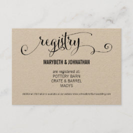 Tarjeta De Recepción Rustic Modern We Do Kraft Boda Registry Card