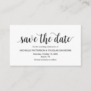 Tarjeta De Recepción Rustic moderno, Black Script, Wedding Save the dat