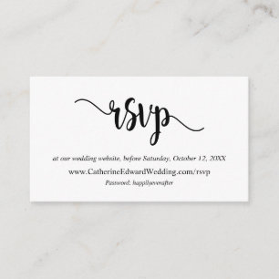Tarjeta De Recepción Rustic moderno, guión negro, sitio web RSVP en lín