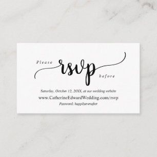 Tarjeta De Recepción Rustic moderno, guión negro, sitio web RSVP en lín