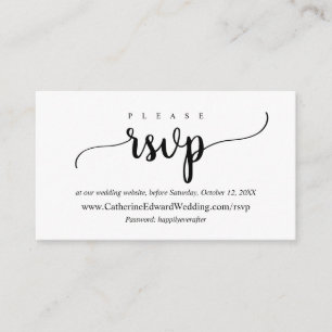 Tarjeta De Recepción Rustic moderno, guión negro, sitio web RSVP en lín