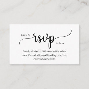 Tarjeta De Recepción Rustic moderno, guión negro, sitio web RSVP en lín