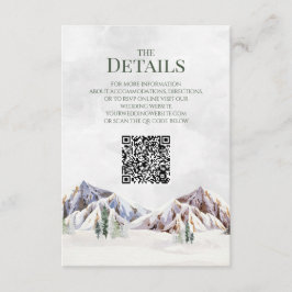 Tarjeta De Recepción Rustic Mountain Wedding QR code Details Insert
