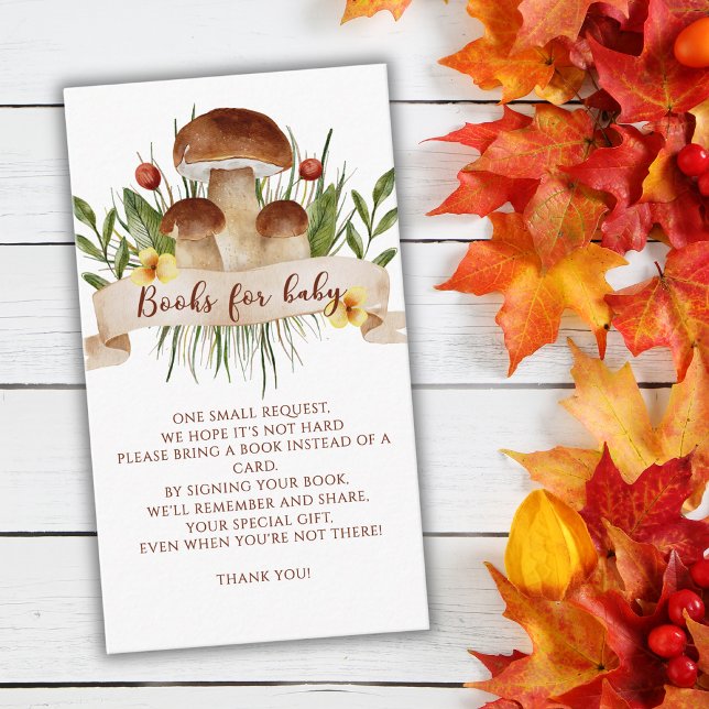 Tarjeta De Recepción Rustic Mushroom Autumn Books For Baby Card (Subido por el creador)