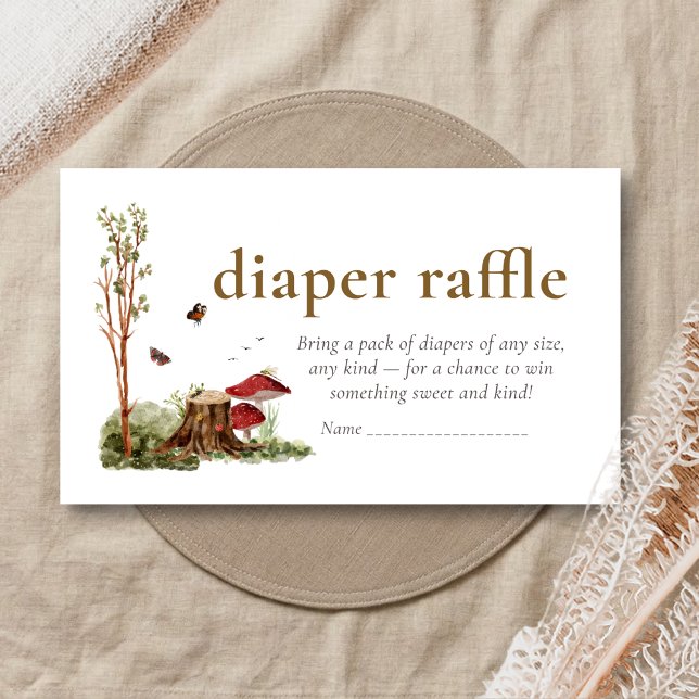 Tarjeta De Recepción Rustic Mushroom Woodland Baby Shower Diaper Raffle (Mushroom Rustic Woodland Baby Shower Diaper Raffle)