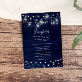 Tarjeta de recepción Rustic Navy Wood Mason Jars