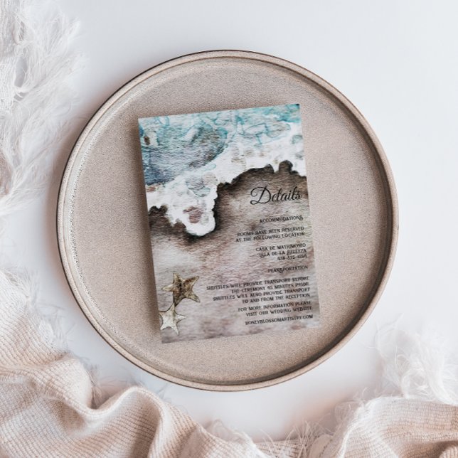 Tarjeta De Recepción Rustic Ocean | Beach Destination Wedding Details (Subido por el creador)