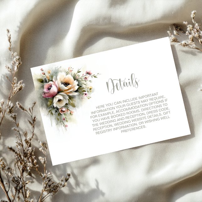 Tarjeta De Recepción Rustic Pink and Orange Floral Wedding Details (Subido por el creador)