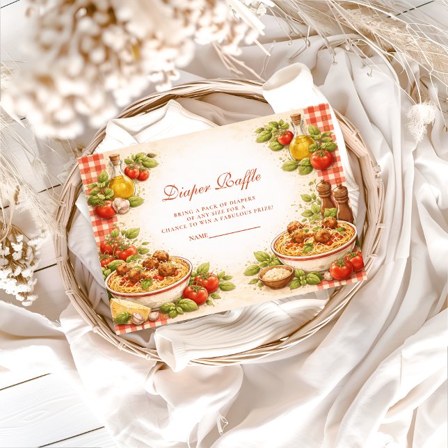 Tarjeta De Recepción Rustic Red Gingham Little Meatball Diapper Raffle (Subido por el creador)