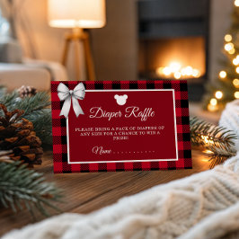 Tarjeta De Recepción Rustic Red Plaid Merry Little Baby Shower Diaper R