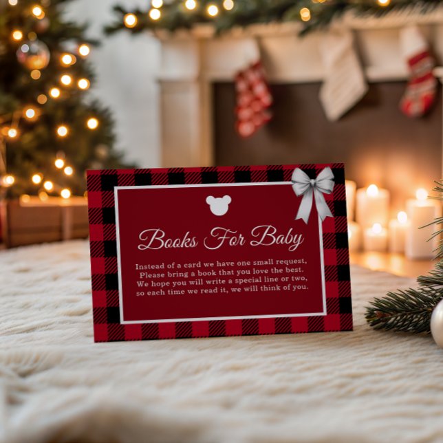Tarjeta De Recepción Rustic Red Plaid Merry Little Books for Baby (Subido por el creador)