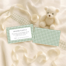 Tarjeta De Recepción Rustic Sage Gingham Diaper Raffle Baby Shower