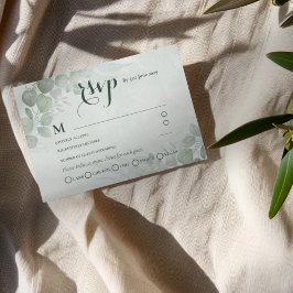 Tarjeta De Recepción Rustic Sage Green Eucalyptus RSVP Wedding