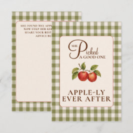 Tarjeta De Recepción Rustic Sage Green Gingham Apple Bridal Shower