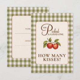 Tarjeta De Recepción Rustic Sage Green Gingham Apple Bridal Shower