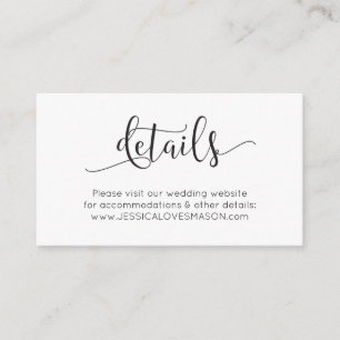 Tarjeta De Recepción Rustic Script Wedding Website Insert Card