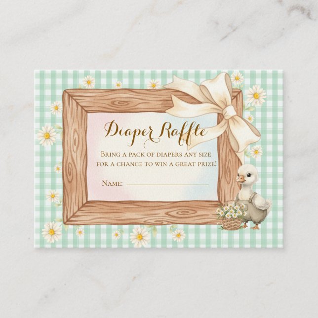 Tarjeta De Recepción Rustic Silly Goose Baby Shower Diaper Raffle Card (Anverso)