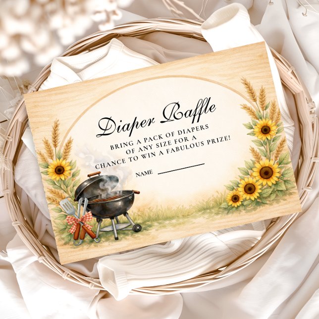 Tarjeta De Recepción Rustic Sunflower Baby Q Diapper Raffle (Subido por el creador)