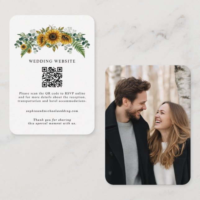 Tarjeta De Recepción Rustic Sunflower Wedding Enclosure Card (Anverso / Reverso)