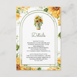 Tarjeta De Recepción Rustic Sunflowers Mason Jar Arch Wedding Details