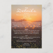 Rustic Sunset Nature Fireflies Wedding Details