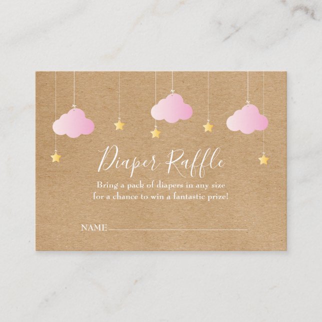 Tarjeta De Recepción Rustic Twinkle Twinkle Diaper Raffle Baby Shower (Anverso)