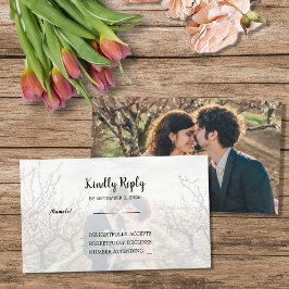 Tarjeta De Recepción Rustic two photos Wedding budget RSVP