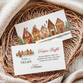 Tarjeta De Recepción Rustic Village Houses Winter Baby Shower Diaper