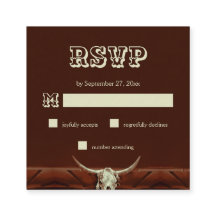 Rustic Western Bull Skull Wedding RSVP