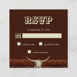 Tarjeta De Recepción Rustic Western Bull Skull Wedding RSVP